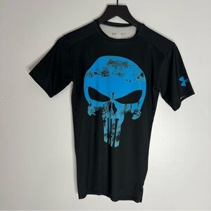 Under Armour x Marvel The Punisher Compression Shirt Mens Small Black Gym